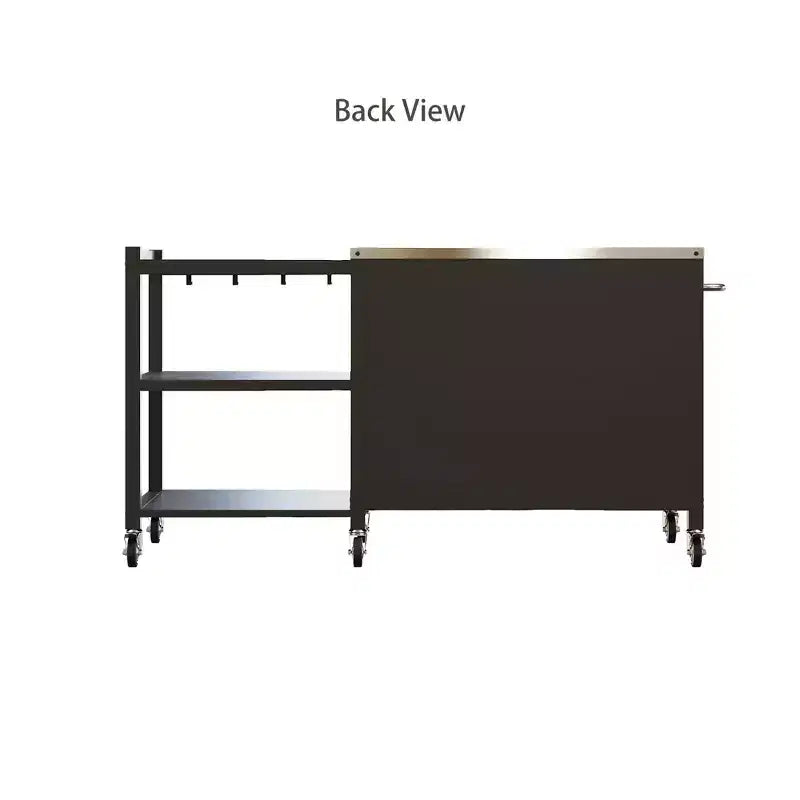 Famapy Tavoli da Pranzo per Esterni Tavolo BBQ Grill con Mobiletto Contenitore, Carrello Bar con Struttura in Acciaio Nero Tavolo da Cucina