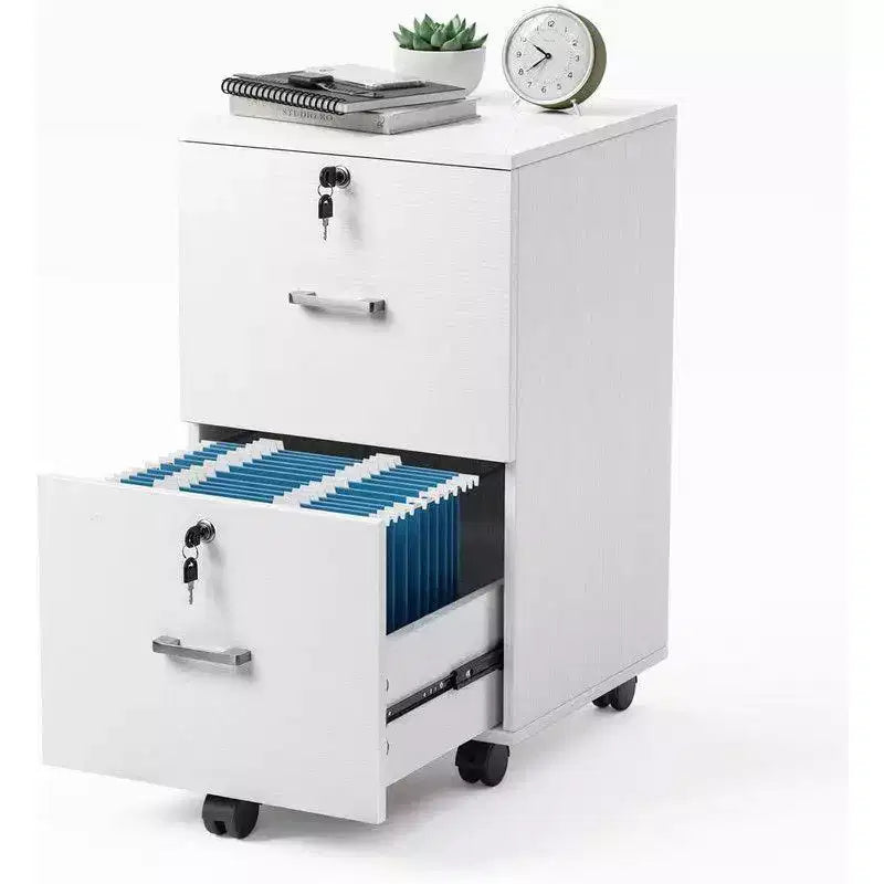 Karl Home Cassettiera verticale da archivio a 2 cassetti, in MDF bianco, 40 cm L