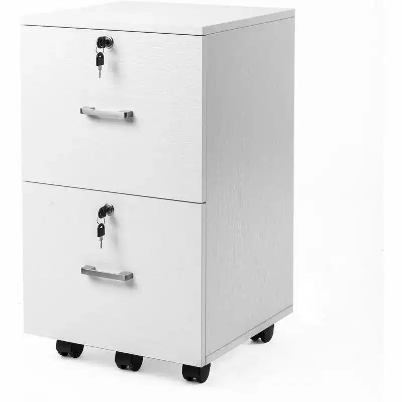 Karl Home Cassettiera verticale da archivio a 2 cassetti, in MDF bianco, 40 cm L