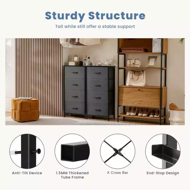 Cassettiera con struttura in metallo e piano in legno