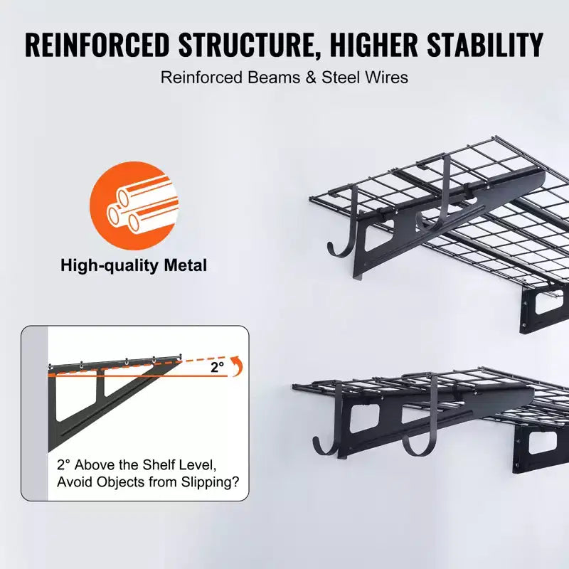 VEVOR Scaffalatura da Garage, 2 Pezzi, Scaffali da Garage Resistenti a Parete 183 x 61 cm, Capacità di Carico 454 kg (Totale) Scaffale da Garage