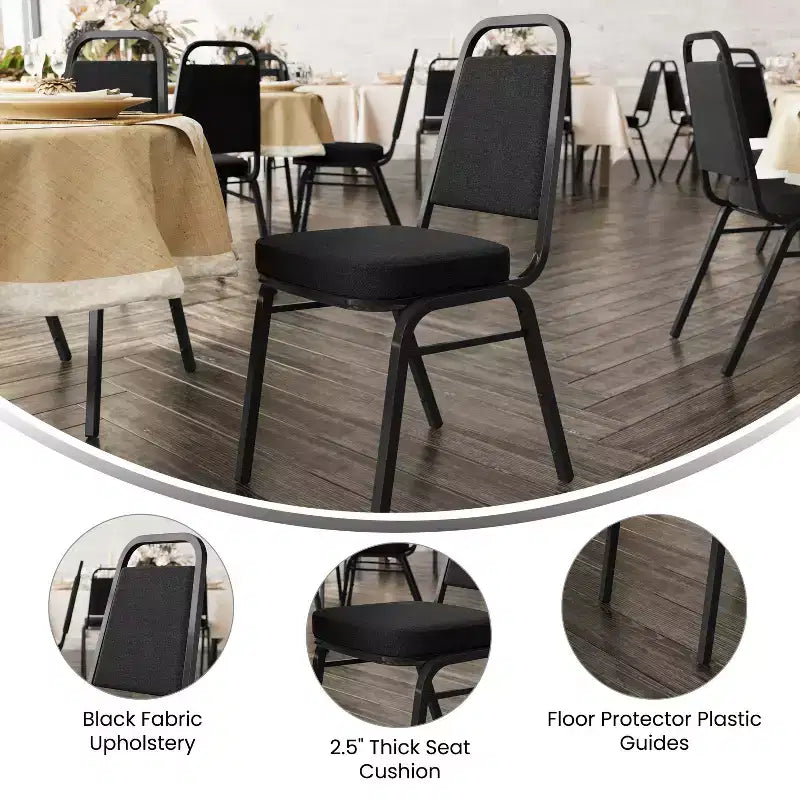 Flash Furniture Sedia impilabile da banchetto con schienale trapezoidale serie HERCULES, confezione da 4