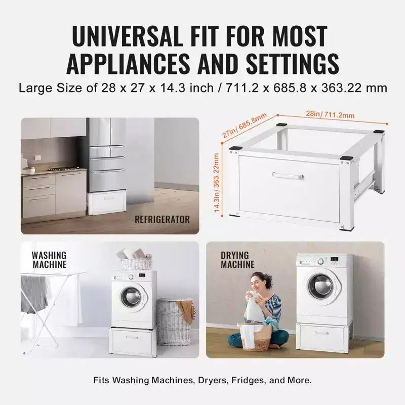 VEVOR piedistallo per lavatrice/asciugatrice, 27'' di larghezza, 14.4'' di altezza, piattaforma di supporto universale con capacità di 660 libbre, base multifunzionale per impieghi gravosi