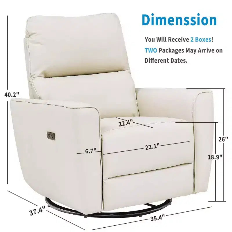 Poltrona Reclinabile Girevole a Dondolo, Recliner Manuale con Supporto Lombare e Rivestimento in Ecopelle, Comoda Poltrona a Dondolo Reclinabile