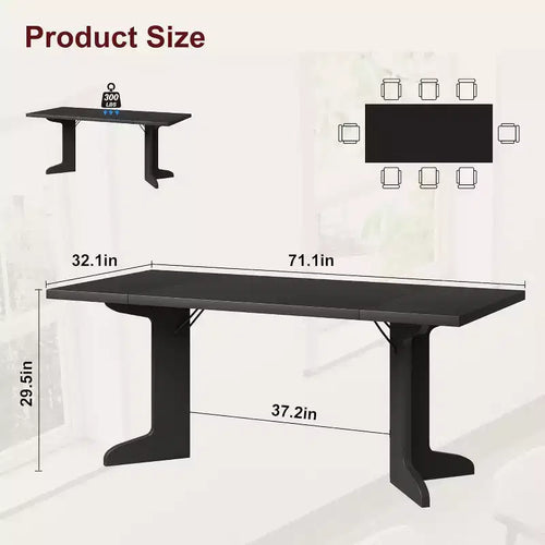 Tavolo da pranzo da 71" per 6-8 persone, tavolo da pranzo moderno con gambe in legno uniche, senza sedie