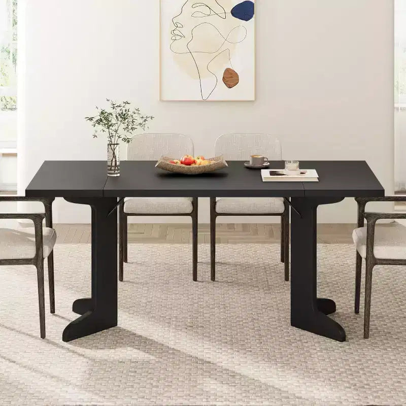 71 Dining Table for 6 to 8 People, Modern Dinner Table with Unique Wooden Legs, No Chairs