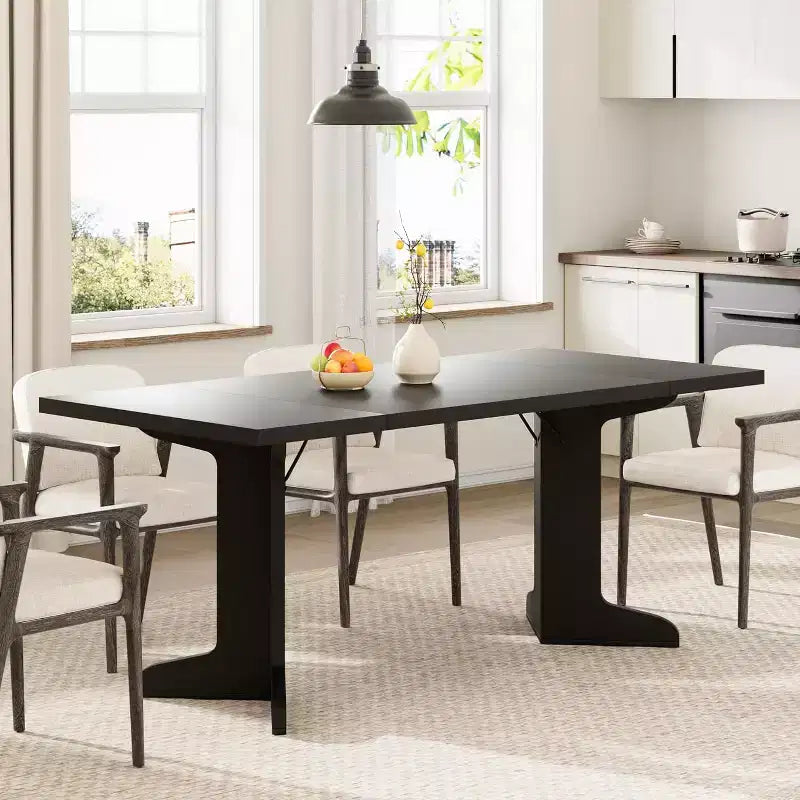 Tavolo da pranzo da 71" per 6-8 persone, tavolo da pranzo moderno con gambe in legno uniche, senza sedie