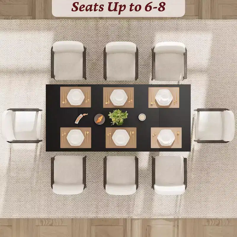 71 Dining Table for 6 to 8 People, Modern Dinner Table with Unique Wooden Legs, No Chairs