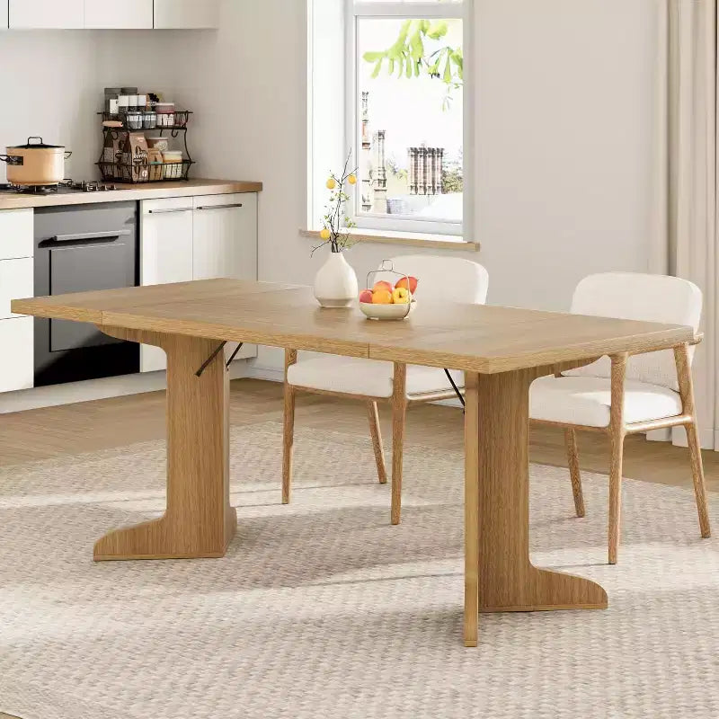 71 Dining Table for 6 to 8 People, Modern Dinner Table with Unique Wooden Legs, No Chairs