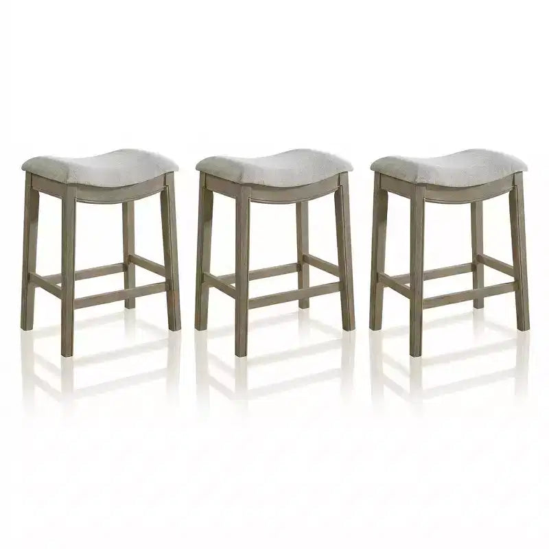 ROME + OAK Parker Backless Saddle Counter Stool, Reclaimed Oak, Grey, 3 Pack