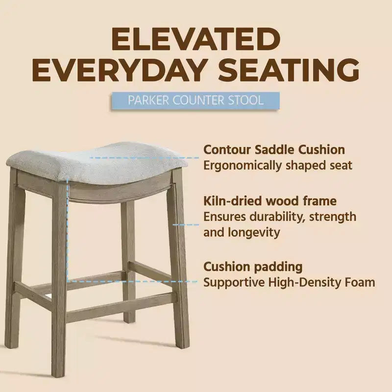 Sgabello da bancone ROME + OAK Parker Backless Saddle, Rovere riciclato, Grigio, Confezione da 3