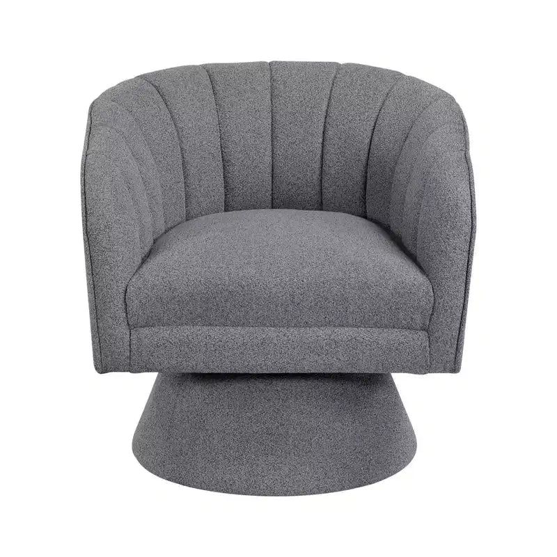 Poltrona girevole moderna GDFStudio Madison in boucle con schienale a botte