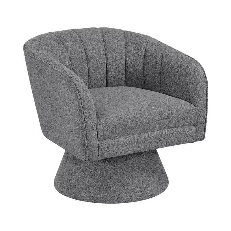 Poltrona girevole moderna GDFStudio Madison in boucle con schienale a botte