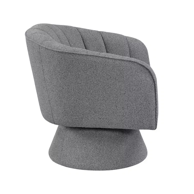 Poltrona girevole moderna GDFStudio Madison in boucle con schienale a botte