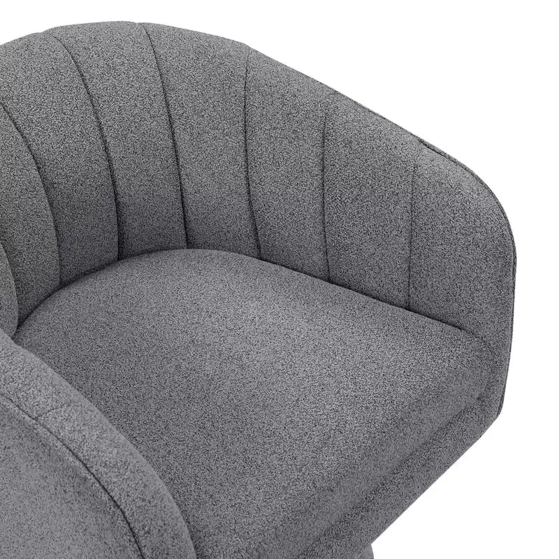 Poltrona girevole moderna GDFStudio Madison in boucle con schienale a botte