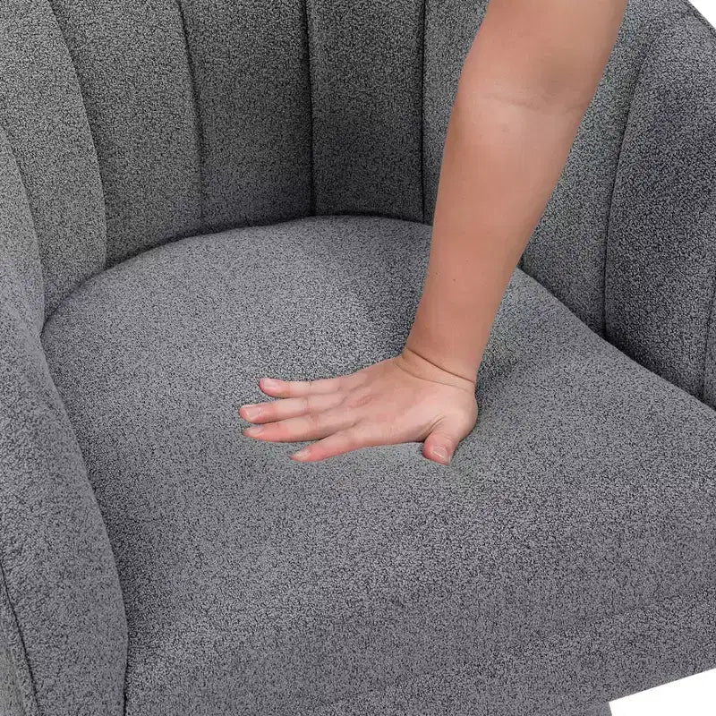 Poltrona girevole moderna GDFStudio Madison in boucle con schienale a botte