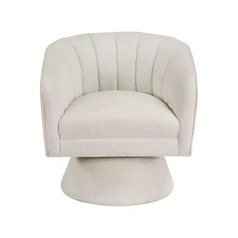 Poltrona girevole moderna GDFStudio Madison in boucle con schienale a botte