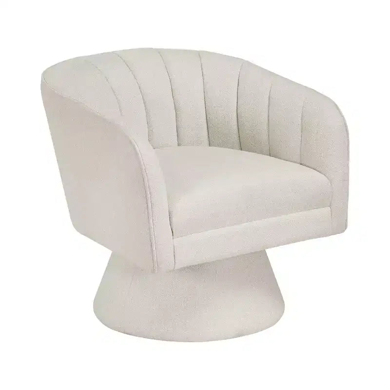 Poltrona girevole moderna GDFStudio Madison in boucle con schienale a botte