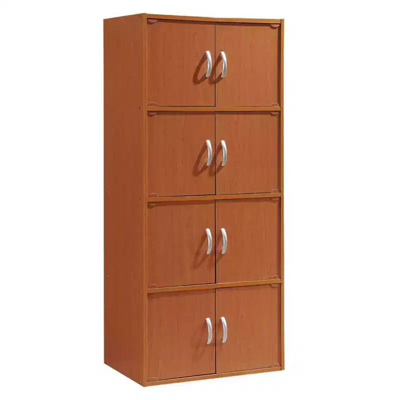 Hodedah HID44 Robusto armadio-libreria multiuso con 8 ante a montaggio a pavimento per casa e ufficio, finitura in legno di faggio