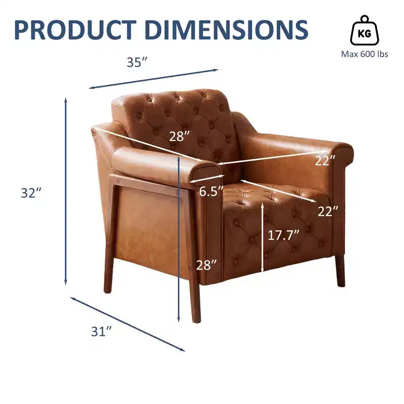 Dyonery Una sedia decorata in pelle in stile medievale, con robuste gambe e schienale in legno, adatta a piccoli spazi, Marrone