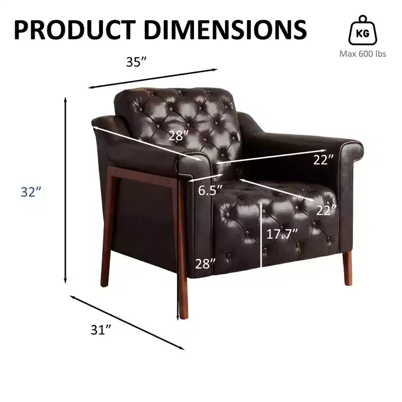 Dyonery Una sedia decorata in pelle in stile medievale, con robuste gambe e schienale in legno, adatta a piccoli spazi, Marrone