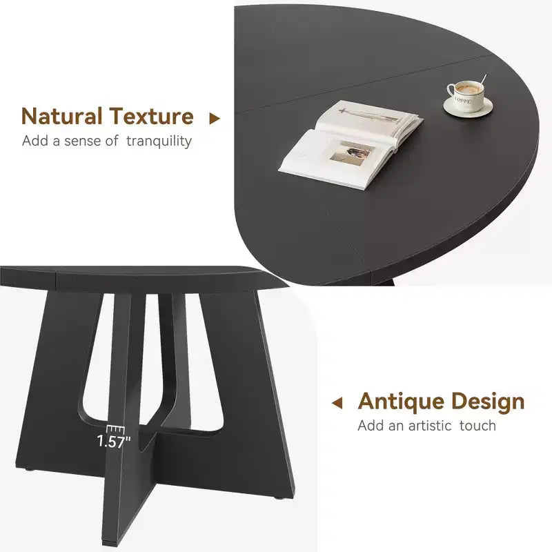 47.2 Round Farmhouse Dining Table, MDF Wood-Look Kitchen Table for Dining Room, Breakfast Nook and Everyday Gatherings