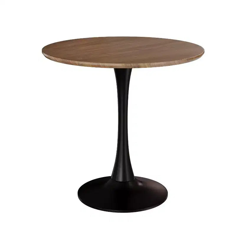 Tavolo da pranzo rotondo colore noce 31.5 del marchio Fun Little Toys, Tavolo da pranzo Tulip per cucina 2-4 persone con piano in MDF e base a piedistallo