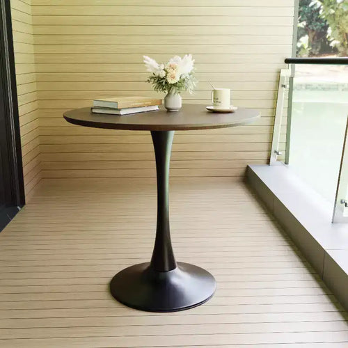 Tavolo da pranzo rotondo colore noce da 31,5 pollici, tavolo Tulip da cucina per 2-4 persone con piano in MDF e base a piedistallo