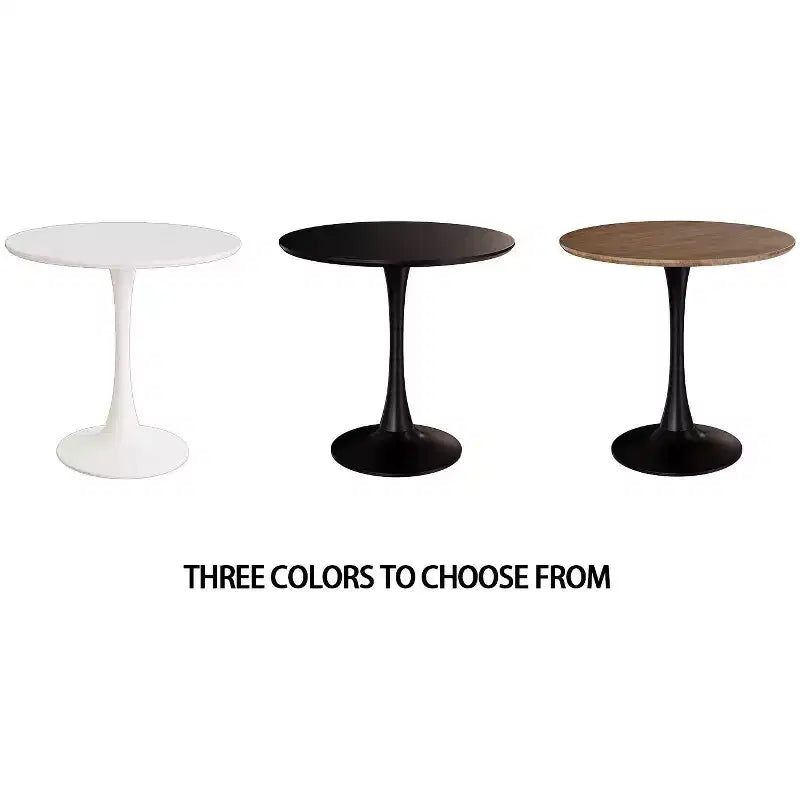 Tavolo da pranzo rotondo colore noce 31.5 del marchio Fun Little Toys, Tavolo da pranzo Tulip per cucina 2-4 persone con piano in MDF e base a piedistallo