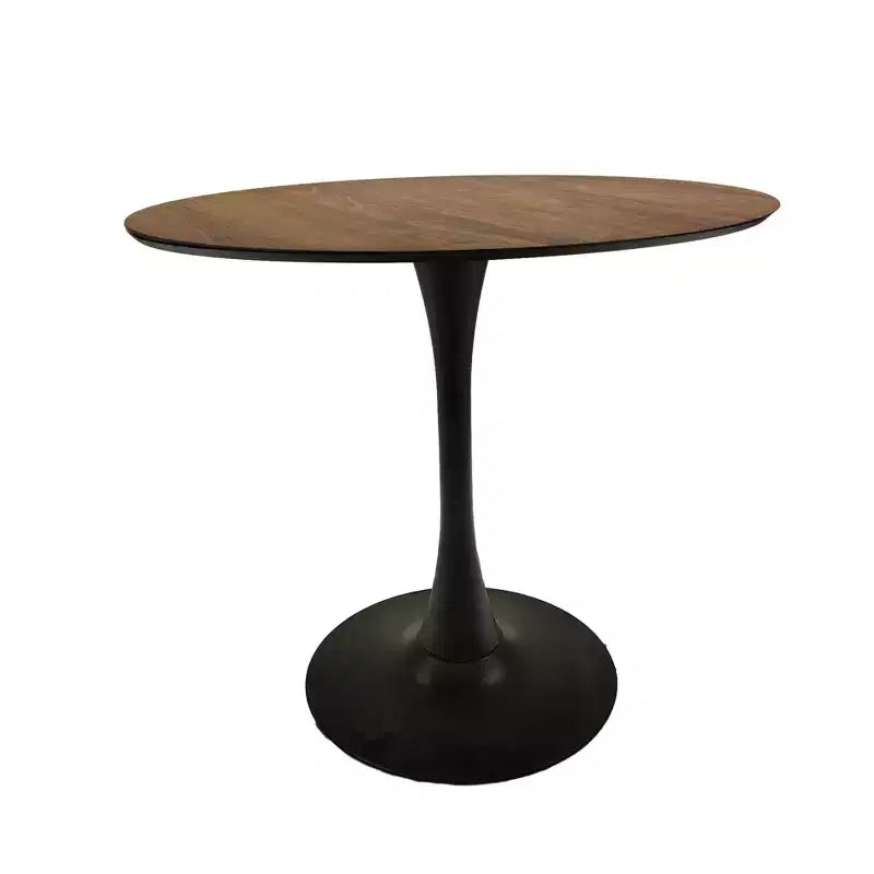 Tavolo da pranzo rotondo colore noce 31.5 del marchio Fun Little Toys, Tavolo da pranzo Tulip per cucina 2-4 persone con piano in MDF e base a piedistallo