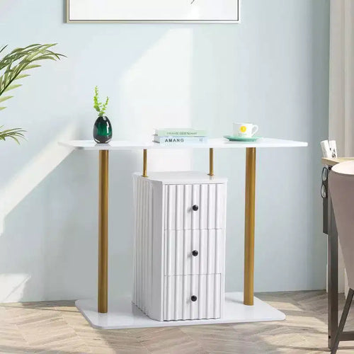 Consolle Bianca da 47,2 pollici con 3 Cassetti, Tavolino Moderno Glamour