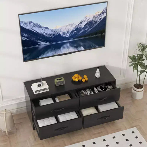 Mobile TV moderno regolabile in altezza, mobile multimediale con 4 cassetti per soggiorno, camera da letto, ufficio