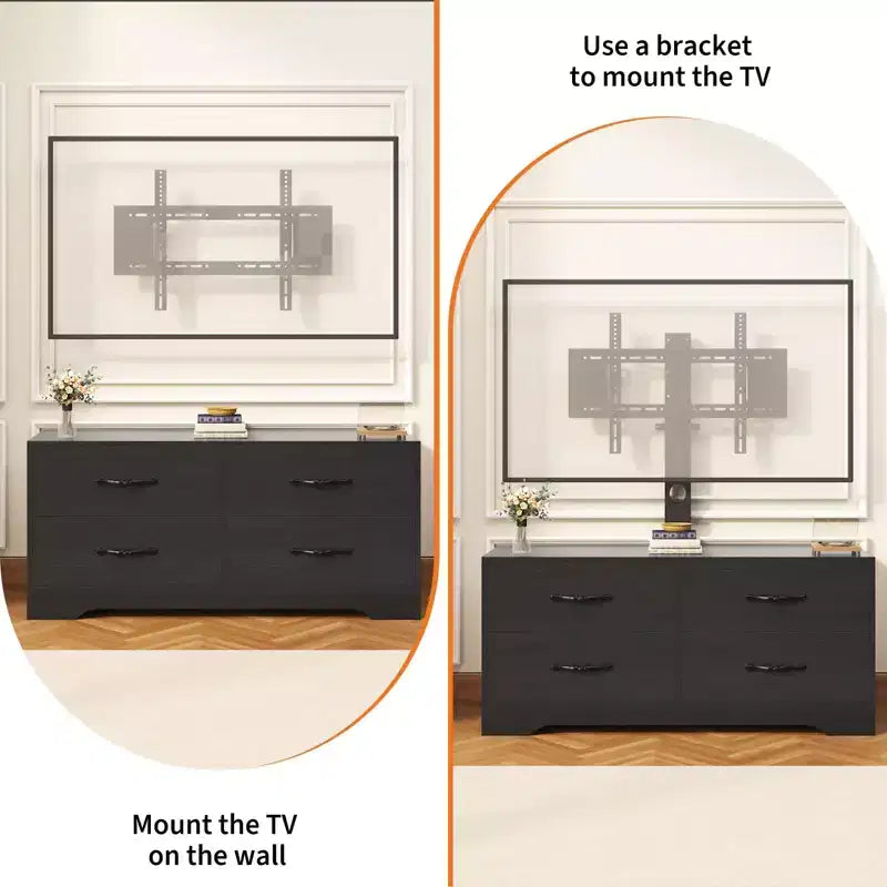 Mobile TV moderno regolabile in altezza, mobile multimediale con 4 cassetti per soggiorno, camera da letto, ufficio