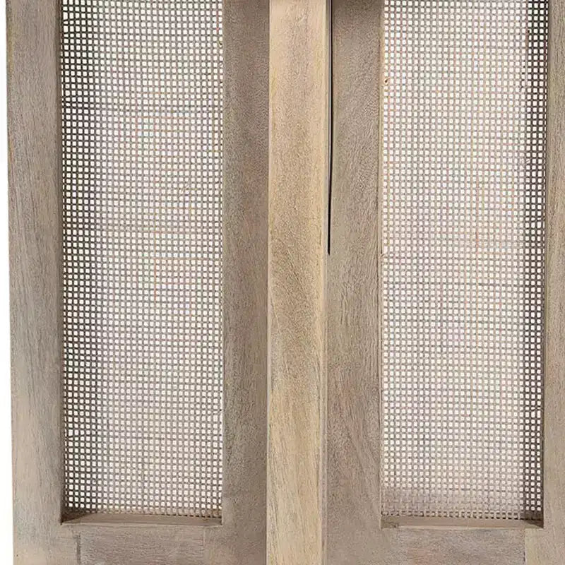 HomeRoots 22 Tavolino Rotondo in Legno Massello Naturale e Rattan