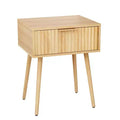Comodino con cassetto in rovere e gambe alte