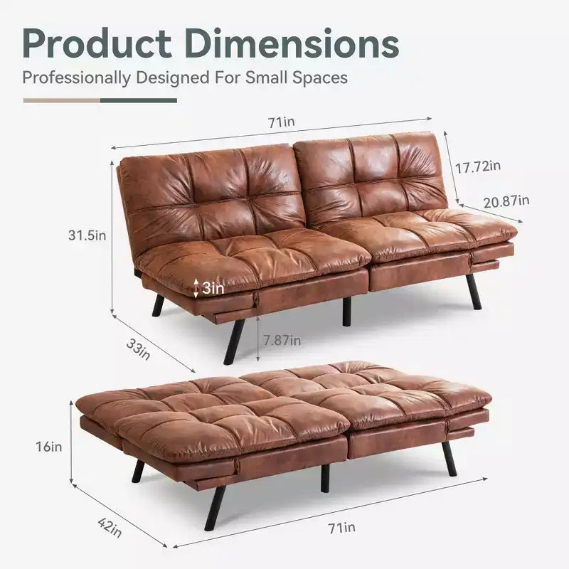 Dyonery Divano Letto Futon Convertibile, Divano Letto in Lino con Memory Foam, Schienale e Braccioli Regolabili, Divanetto Multifunzionale con Funzione Letto