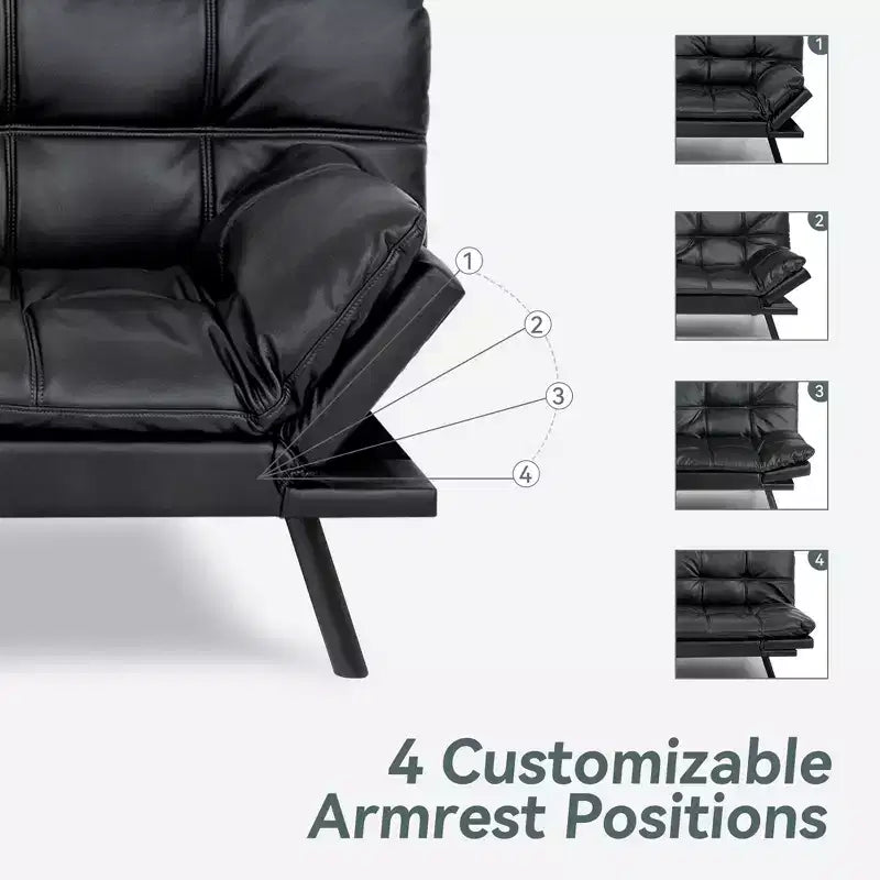 Dyonery Divano Letto Futon Convertibile, Divano Letto in Lino con Memory Foam, Schienale e Braccioli Regolabili, Divanetto Multifunzionale con Funzione Letto