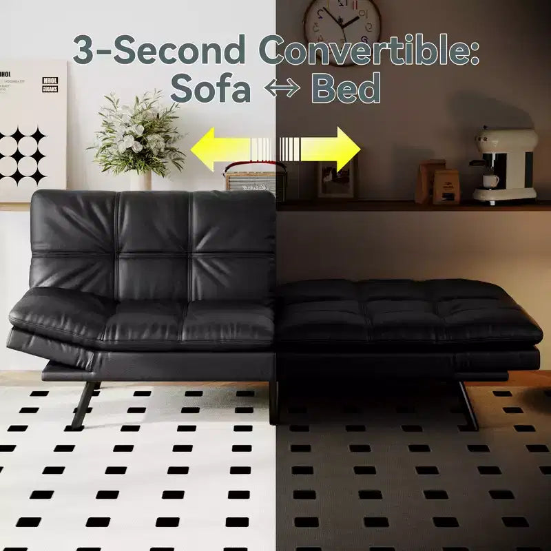 Dyonery Divano Letto Futon Convertibile, Divano Letto in Lino con Memory Foam, Schienale e Braccioli Regolabili, Divanetto Multifunzionale con Funzione Letto