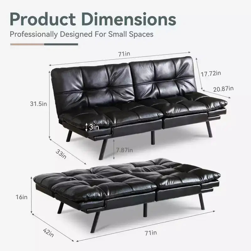 Dyonery Divano Letto Futon Convertibile, Divano Letto in Lino con Memory Foam, Schienale e Braccioli Regolabili, Divanetto Multifunzionale con Funzione Letto