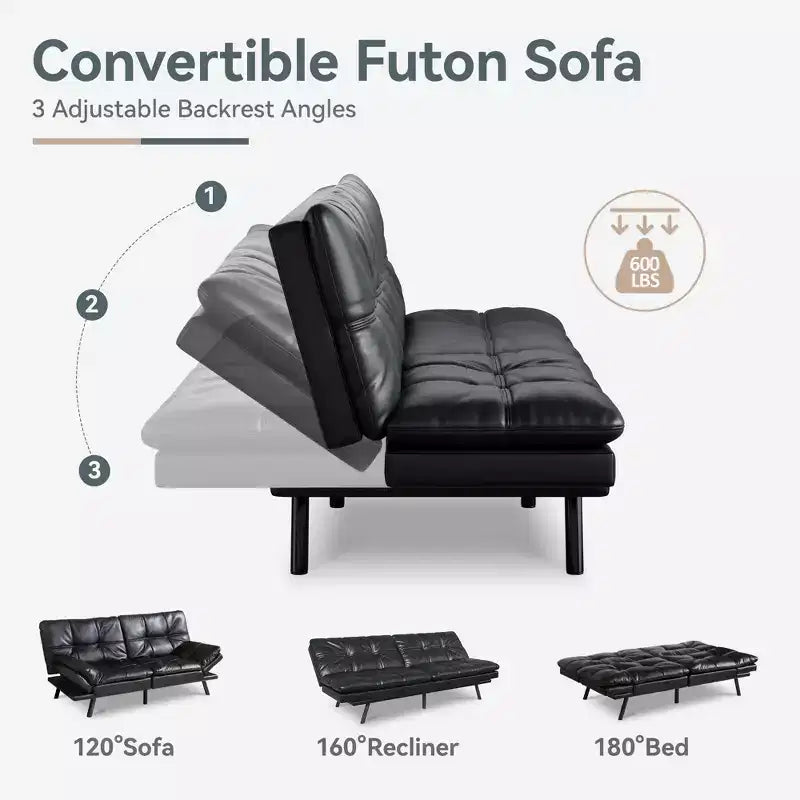 Dyonery Divano Letto Futon Convertibile, Divano Letto in Lino con Memory Foam, Schienale e Braccioli Regolabili, Divanetto Multifunzionale con Funzione Letto