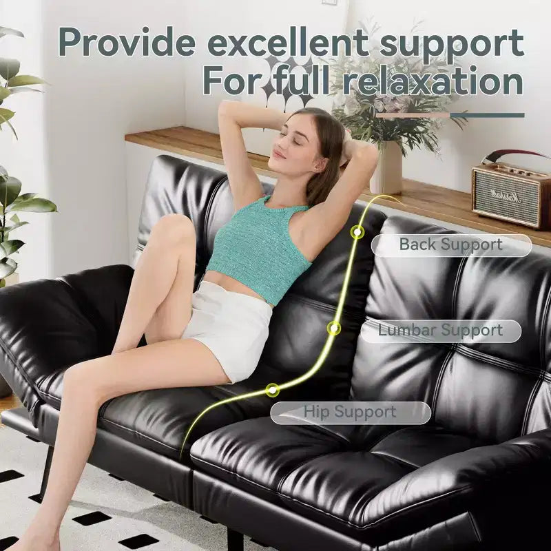 Dyonery Divano Letto Futon Convertibile, Divano Letto in Lino con Memory Foam, Schienale e Braccioli Regolabili, Divanetto Multifunzionale con Funzione Letto