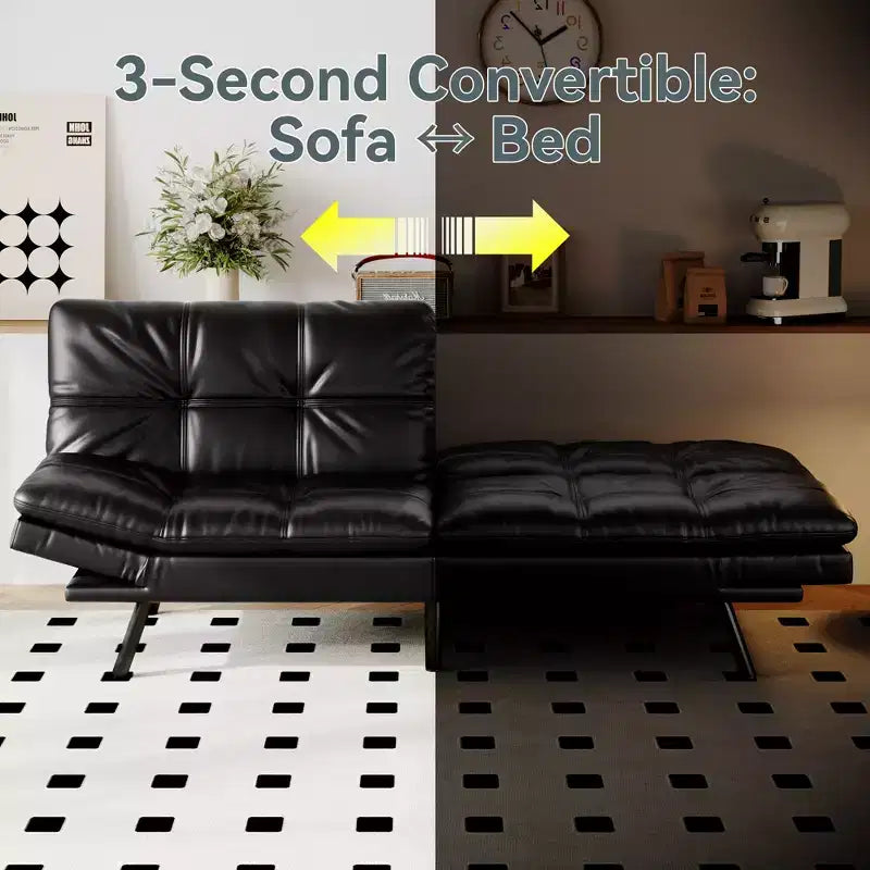 Dyonery Divano Letto Futon Convertibile, Divano Letto in Lino con Memory Foam, Schienale e Braccioli Regolabili, Divanetto Multifunzionale con Funzione Letto