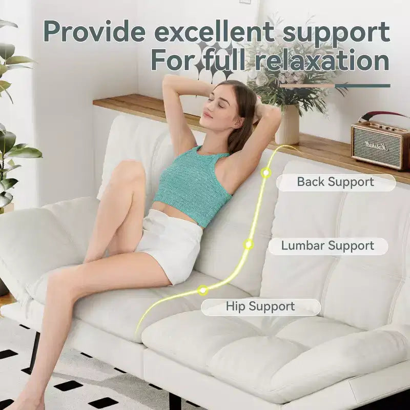 Dyonery Divano Letto Futon Convertibile, Divano Letto in Lino con Memory Foam, Schienale e Braccioli Regolabili, Divanetto Multifunzionale con Funzione Letto