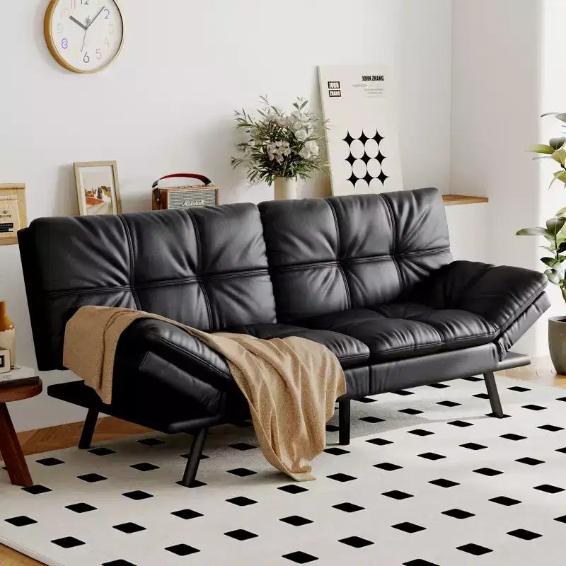 Dyonery Divano Letto Futon Convertibile, Divano Letto in Lino con Memory Foam, Schienale e Braccioli Regolabili, Divanetto Multifunzionale con Funzione Letto