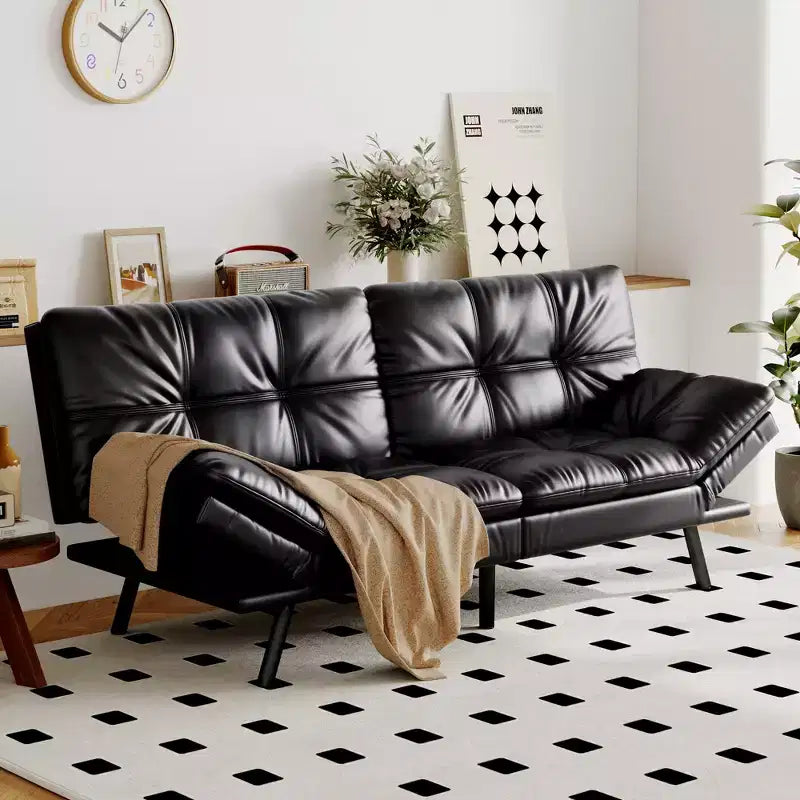 Dyonery Divano Letto Futon Convertibile, Divano Letto in Lino con Memory Foam, Schienale e Braccioli Regolabili, Divanetto Multifunzionale con Funzione Letto