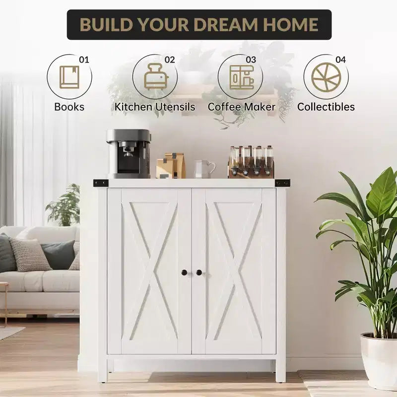 Mobile contenitore rustico con 2 ante scorrevoli a persiana e ripiano regolabile, credenza moderna da buffet, consolle d'accento per soggiorno, cucina, corridoio