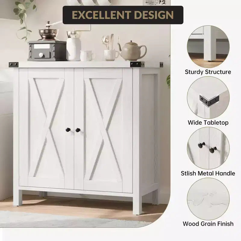 Mobile contenitore rustico con 2 ante scorrevoli a persiana e ripiano regolabile, credenza moderna da buffet, consolle d'accento per soggiorno, cucina, corridoio