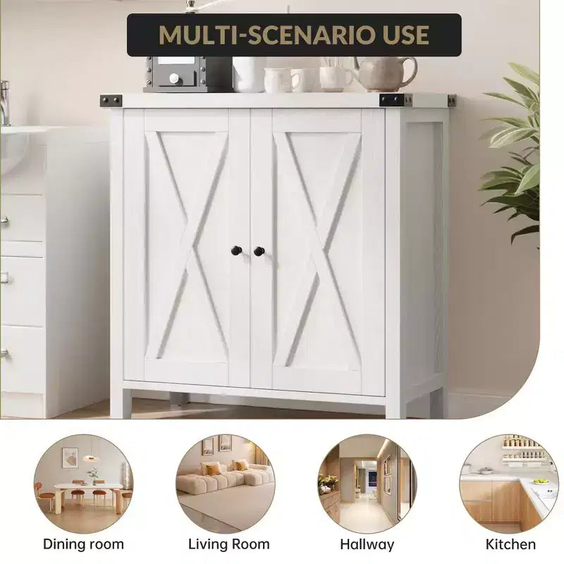 Mobile contenitore rustico con 2 ante scorrevoli a persiana e ripiano regolabile, credenza moderna da buffet, consolle d'accento per soggiorno, cucina, corridoio