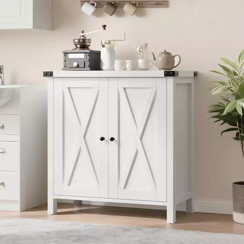 Mobile contenitore rustico con 2 ante scorrevoli a persiana e ripiano regolabile, credenza moderna da buffet, consolle d'accento per soggiorno, cucina, corridoio