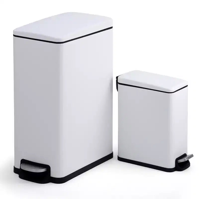 Pattumiera da Cucina Sottile in Acciaio Inox, con Pedale e Coperchio a Chiusura Ammortizzata - Secchio Interno Rimovibile - Cestino Rifiuti Rettangolare Stretto - Casa, Ufficio